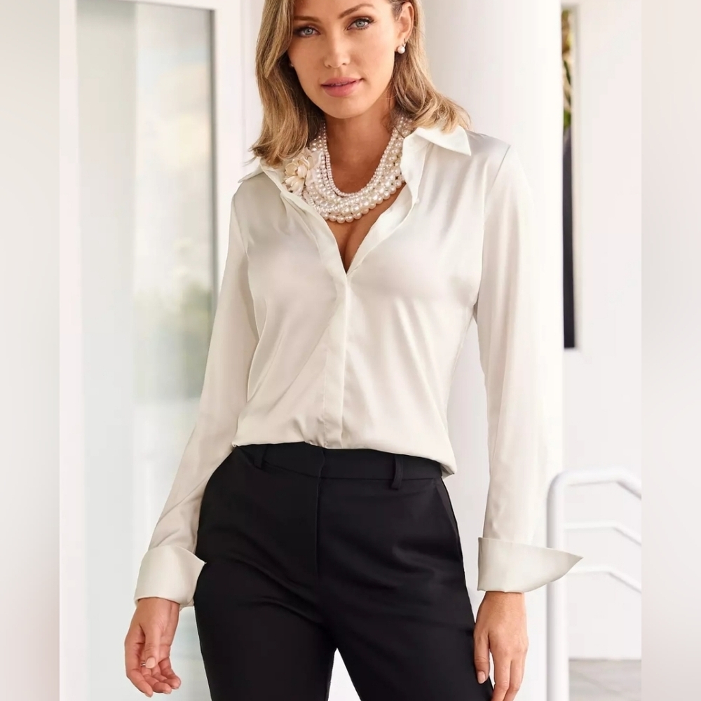 Sophia Button-Up Charmeuse Blouse